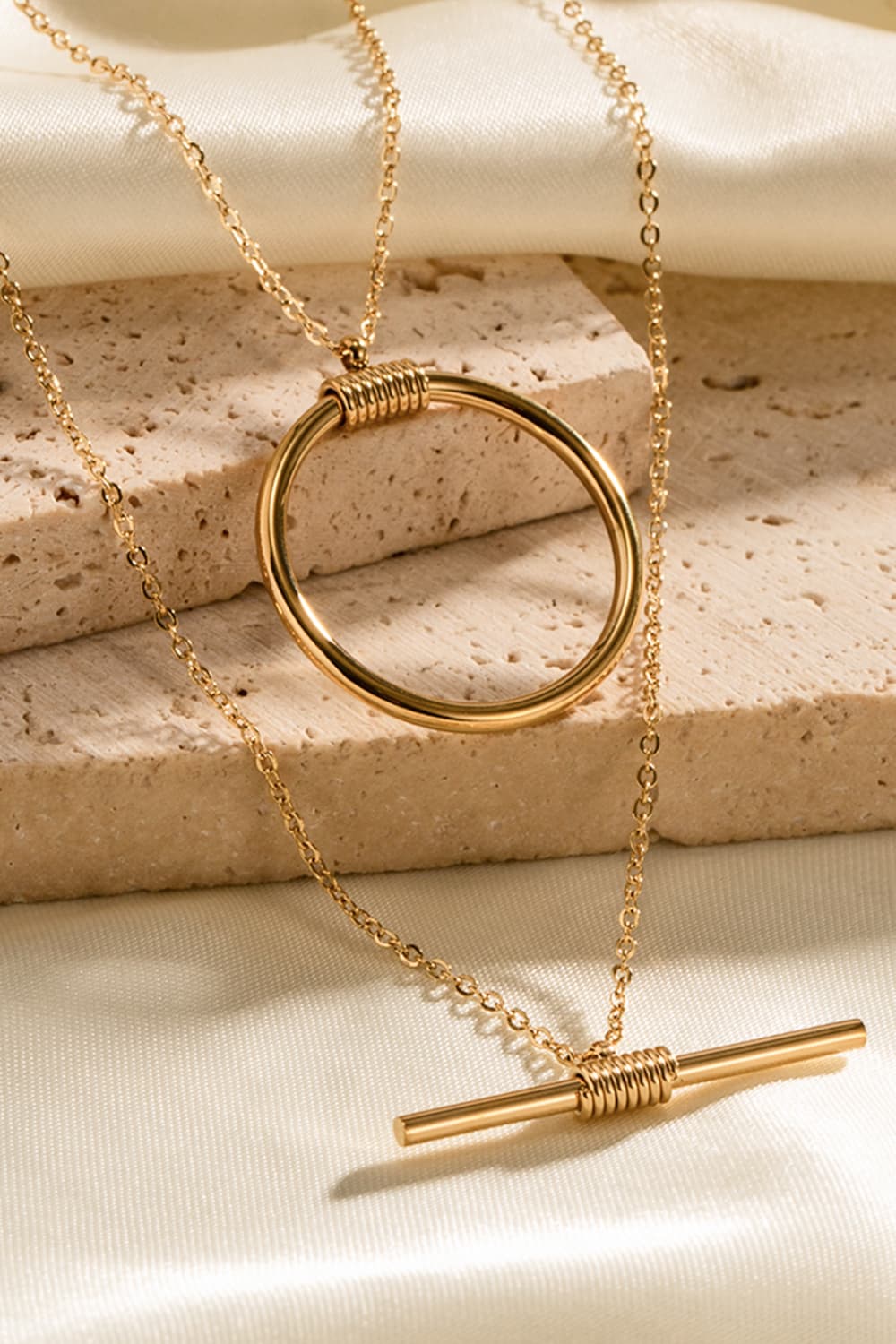 Double-Layered Gold Ring Necklace