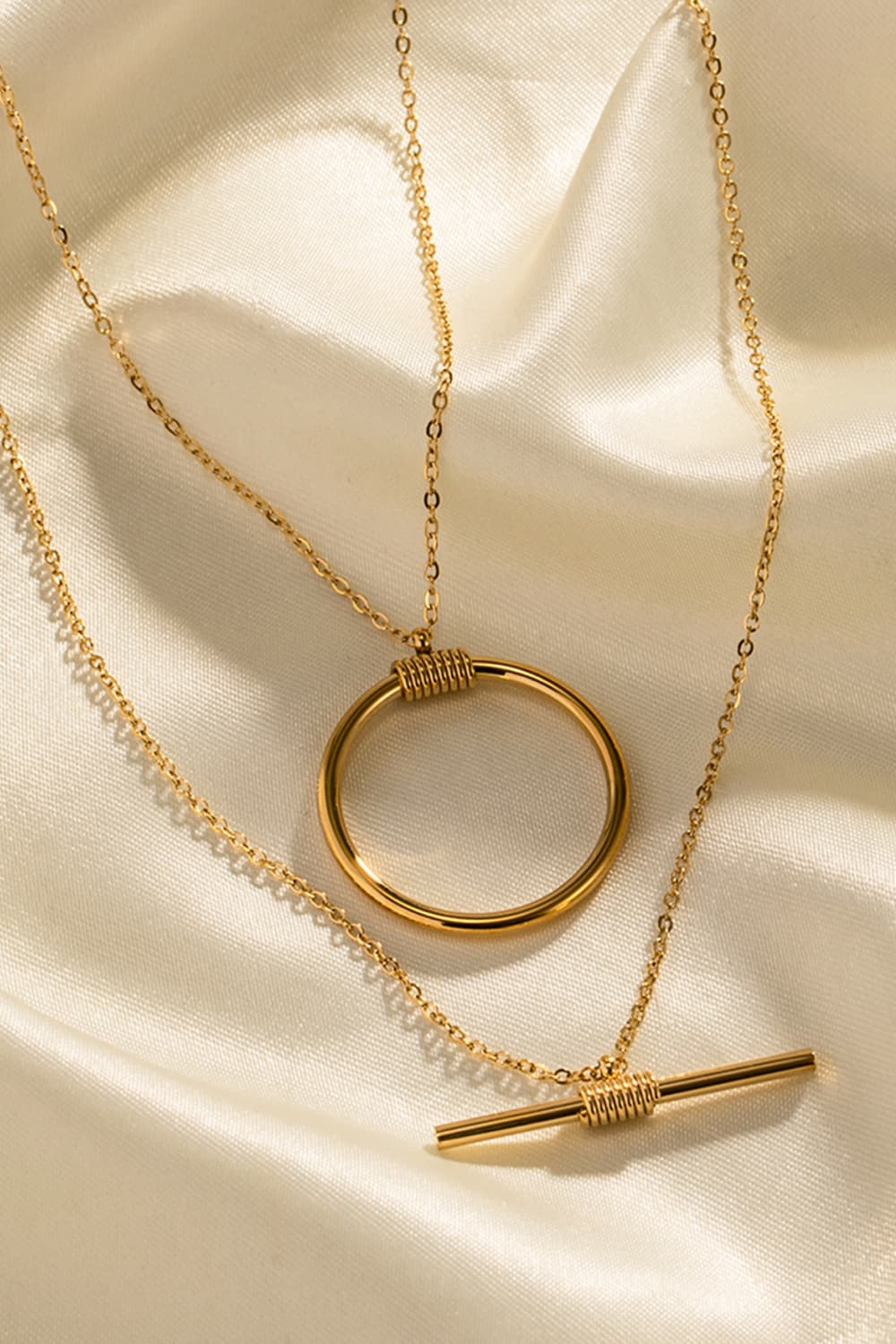 Double-Layered Gold Ring Necklace