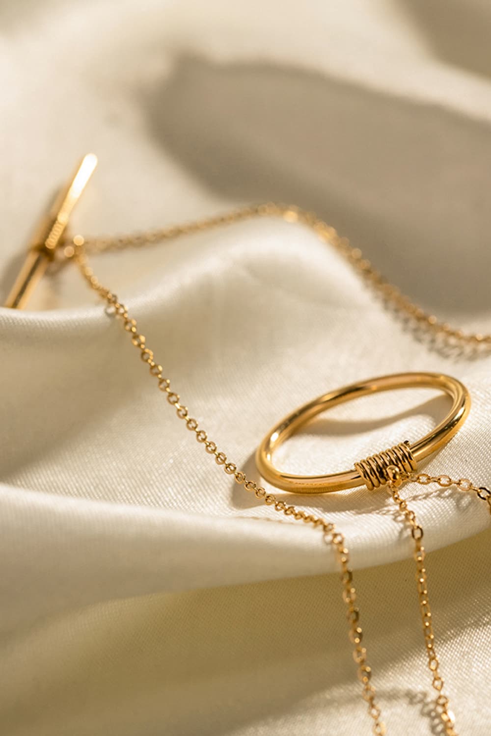 Double-Layered Gold Ring Necklace